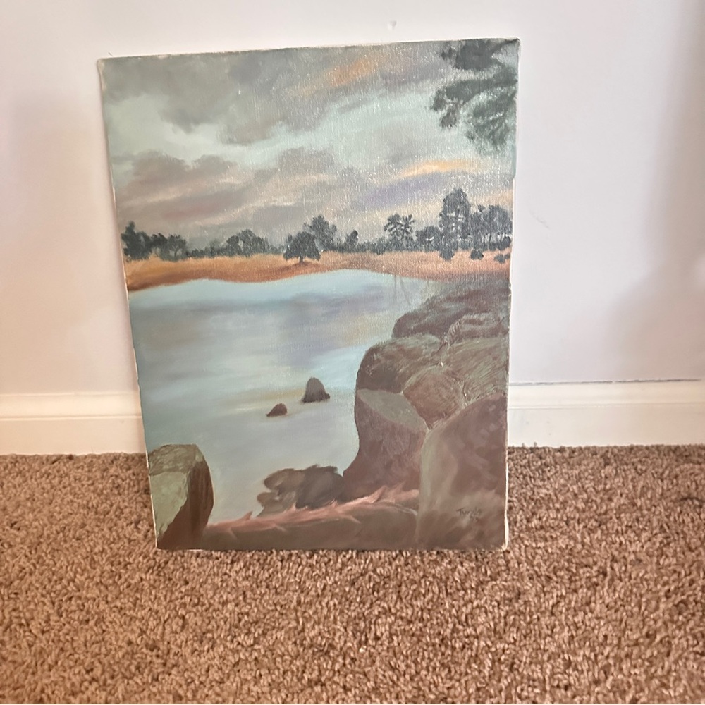 Handmade Serene Landscape Canvas Art signed dated
